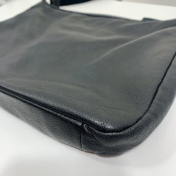 FOSSIL Black Pebble Leather Bag CROSSBODY MESSENGER SADDLE Two ZIP Front - Picture 9 of 16